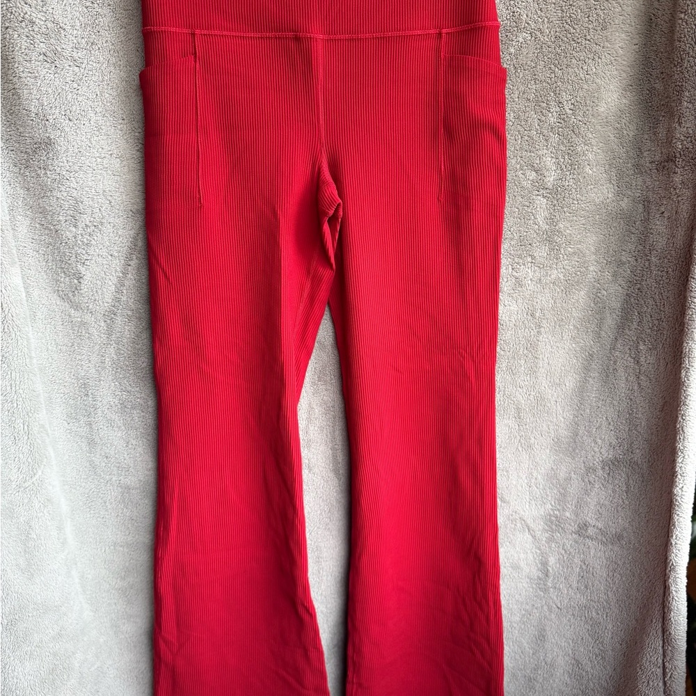 Athleta Red Ribbed Pants with Pockets!